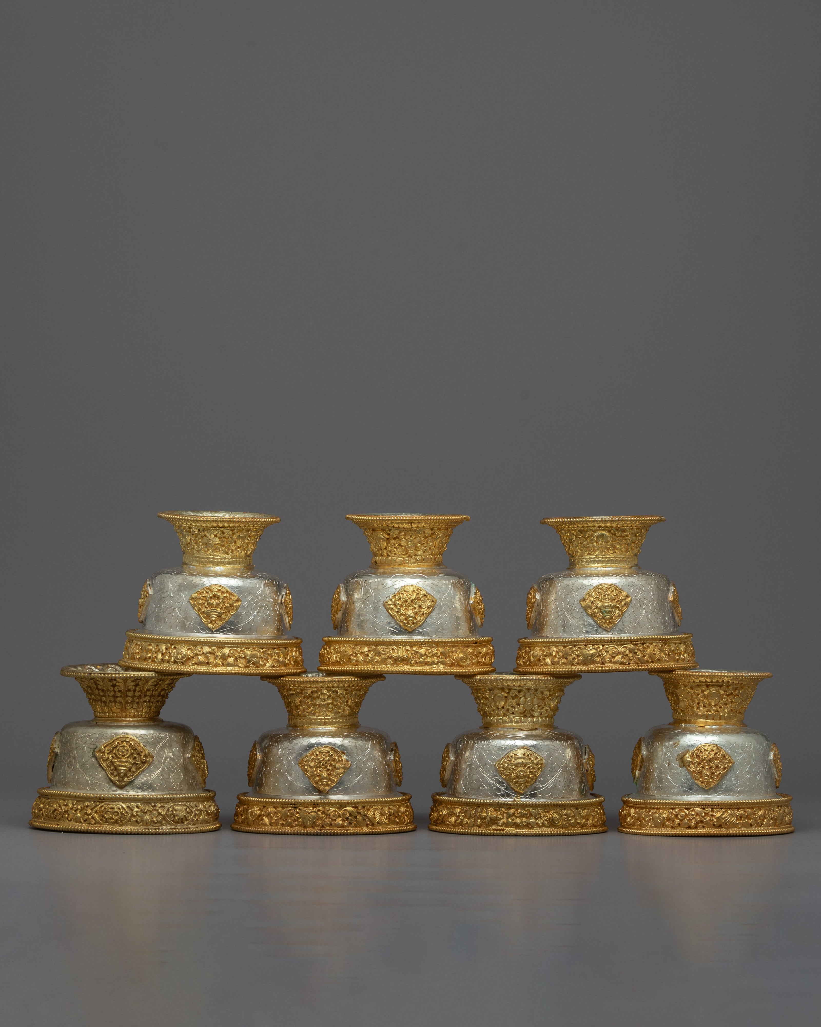 Traditional Buddhist Offering Bowls | Symbolic Altar Decor and Meditation Accessories