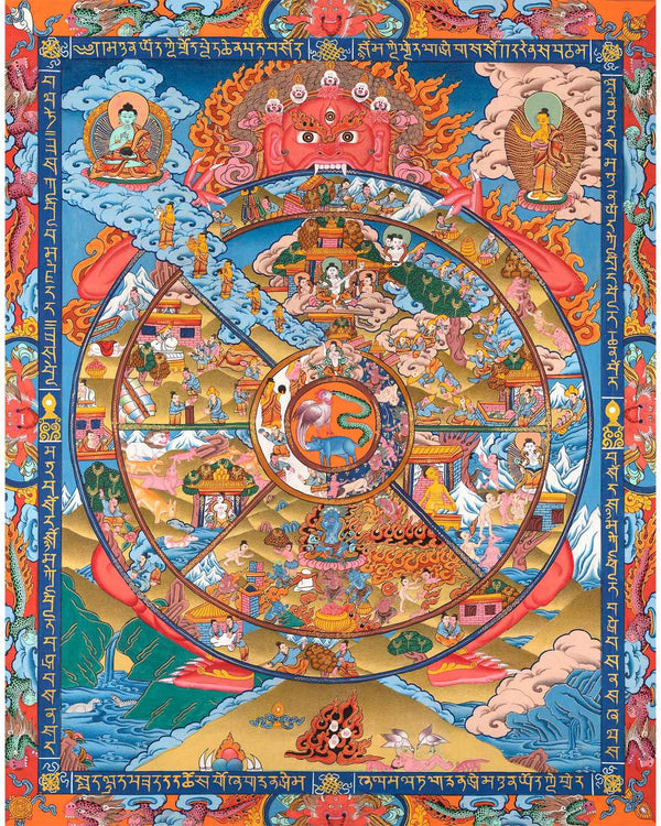 Bhavachakra Thangka | Original Hand painted Wheel of Life Mandala