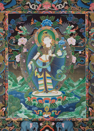 Padmapani Lokeshvara Tibetan Thangka | Paubha Art Meditation