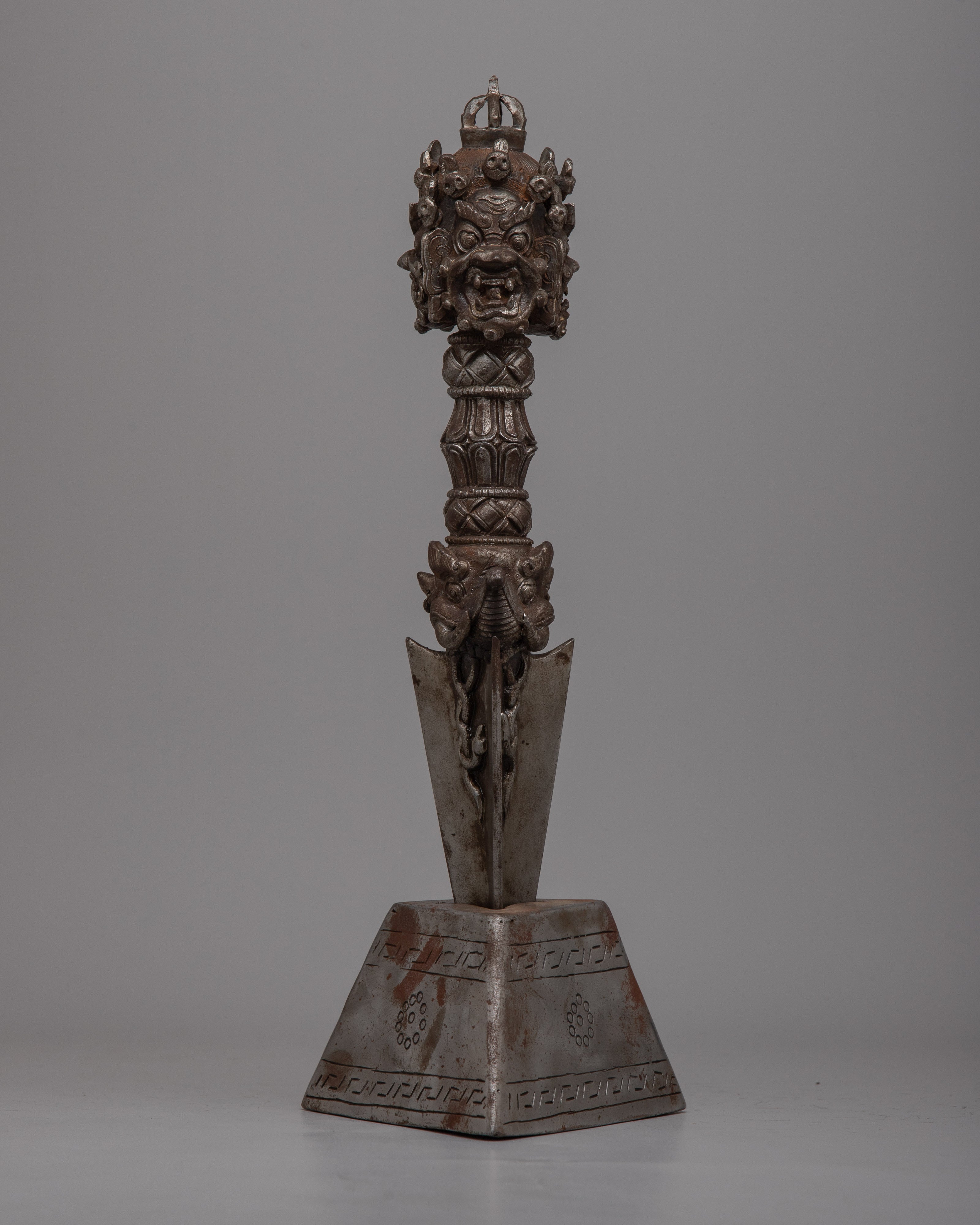 Iron Phurba Dagger with Stand | Tibetan Buddhist Tantric Practice