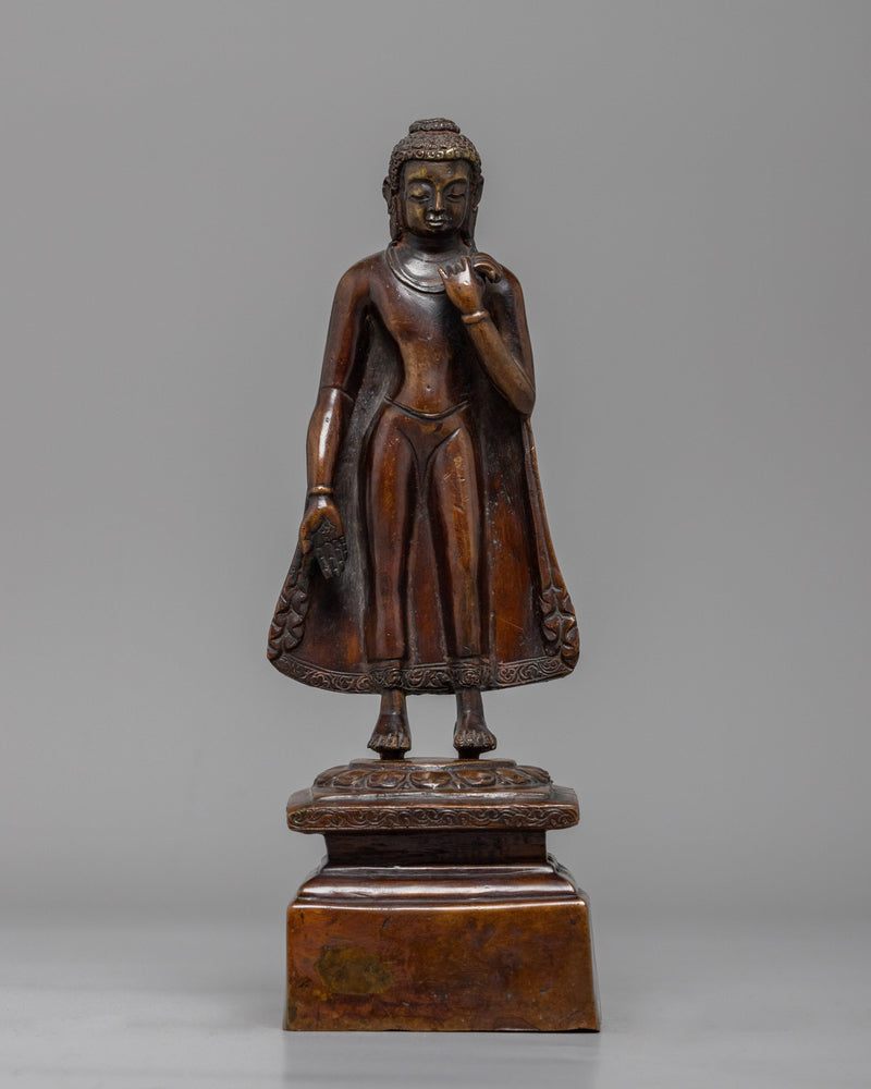 Vintage Standing Shakyamuni Buddha Statue | Capturing the Essence of Enlightenment