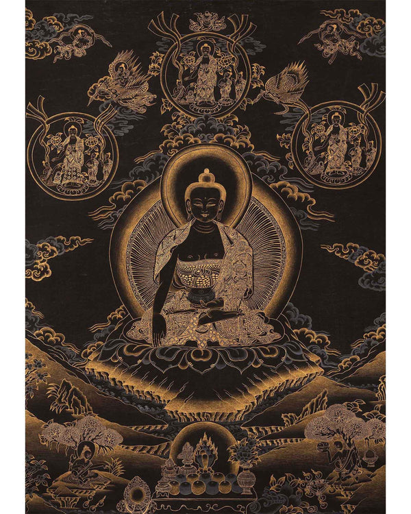 Shakyamuni Buddha Original Handmade Tibetan Thangka | Sacred Wall Decor