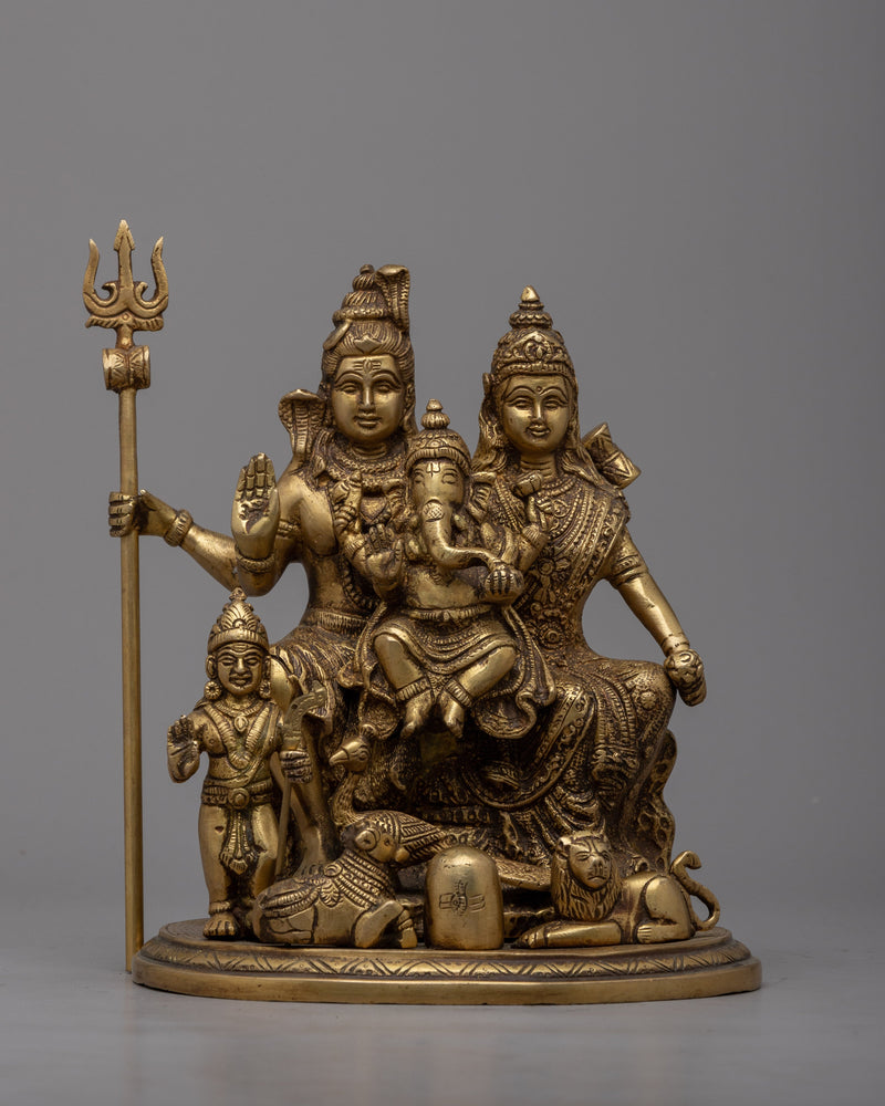 Brass Shiva Family Statue | Embrace the Essence of Creation