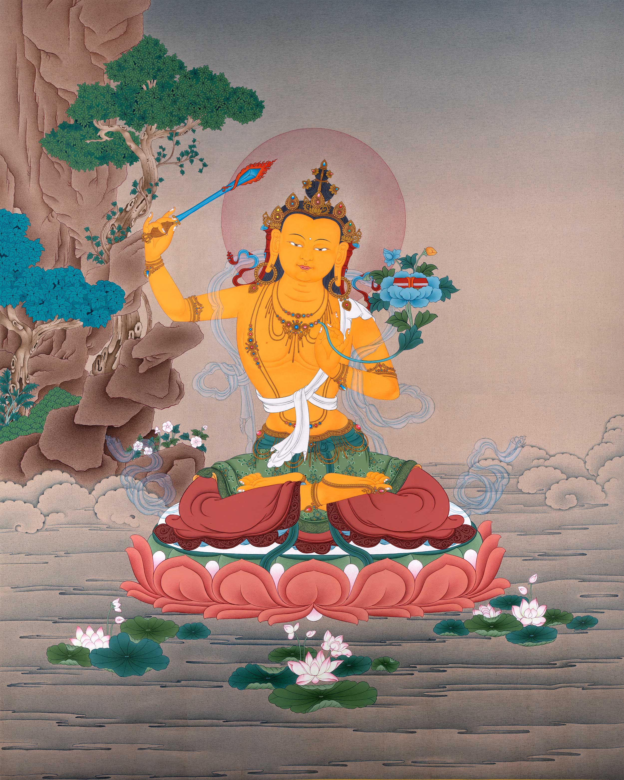 thangka-print-of-bodhisattva-manjushri