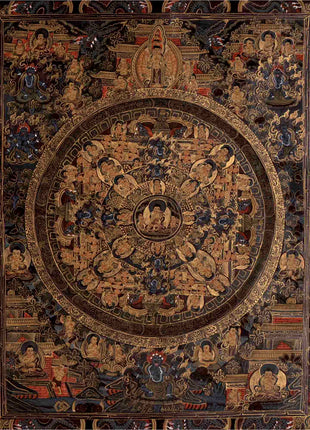 Dark Themed Shakyamuni Buddha Mandala | Wall Hanging
