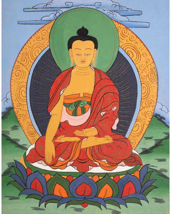 Vintage Shakyamuni Buddha Thangka | Original Tibetan Buddhist Art