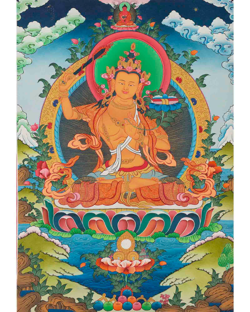 Hand-painted Manjushree Thangka | Wall Decoration Painting