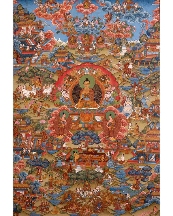 Vintage Buddha life Story Thangka | Wall Decoration Painting