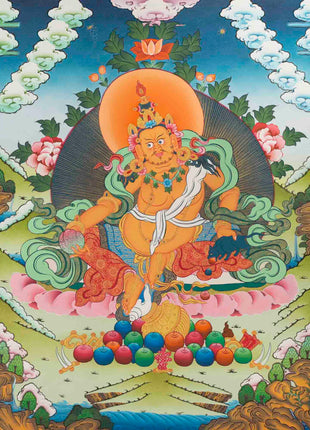 Dzambala Kubera Thangka Painting | Deity Of Wealth | Wall Decors