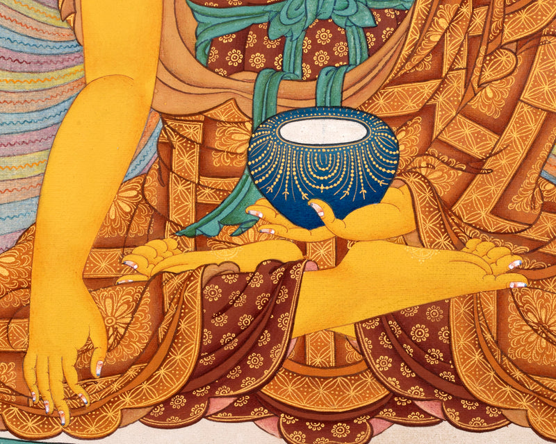 Buddha Shakyamuni Thangka | Hand Painted Tibetan Buddha Painting | Tibetan Buddhist Art