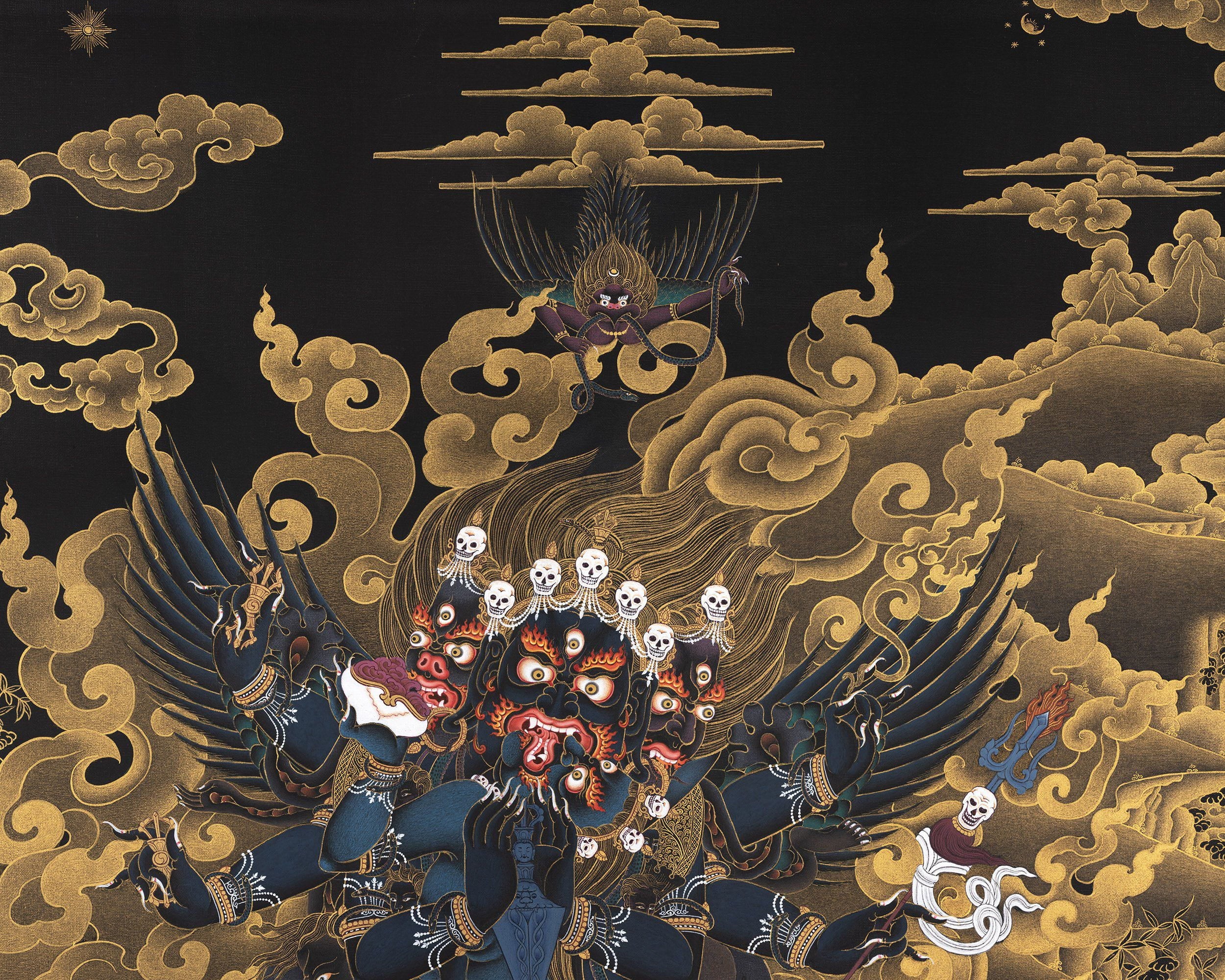 Vajrakilaya Thangka | Vajra kila | Traditional Tibetan Thanka | 24K Gold Painting
