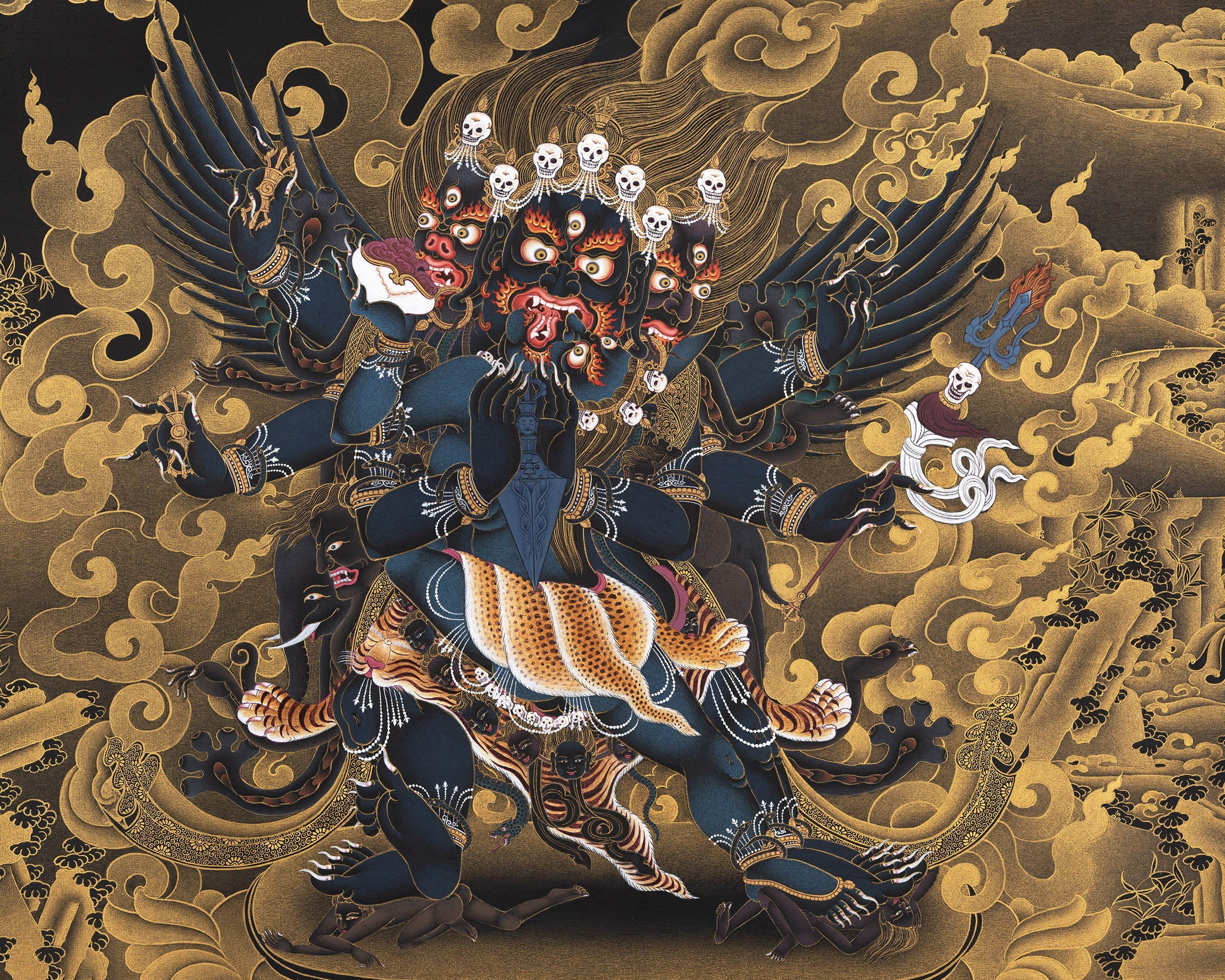 Vajrakilaya Thangka | Vajra kila | Traditional Tibetan Thanka | 24K Gold Painting