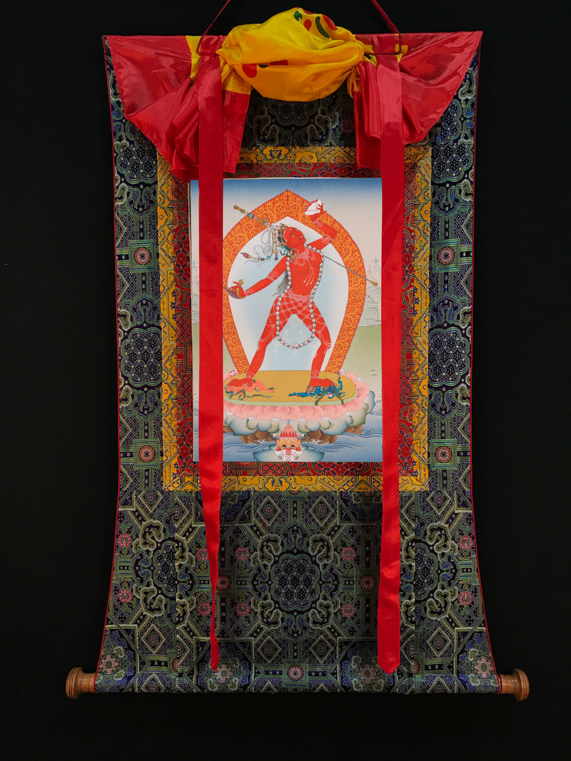 Vajrayogini Art | Tibetan 24K Gold Dakini Painting (includes Brocade)