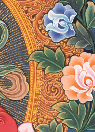 Kubera Thangka | Dzambhala With Mongoose | Original Handpainted Decor
