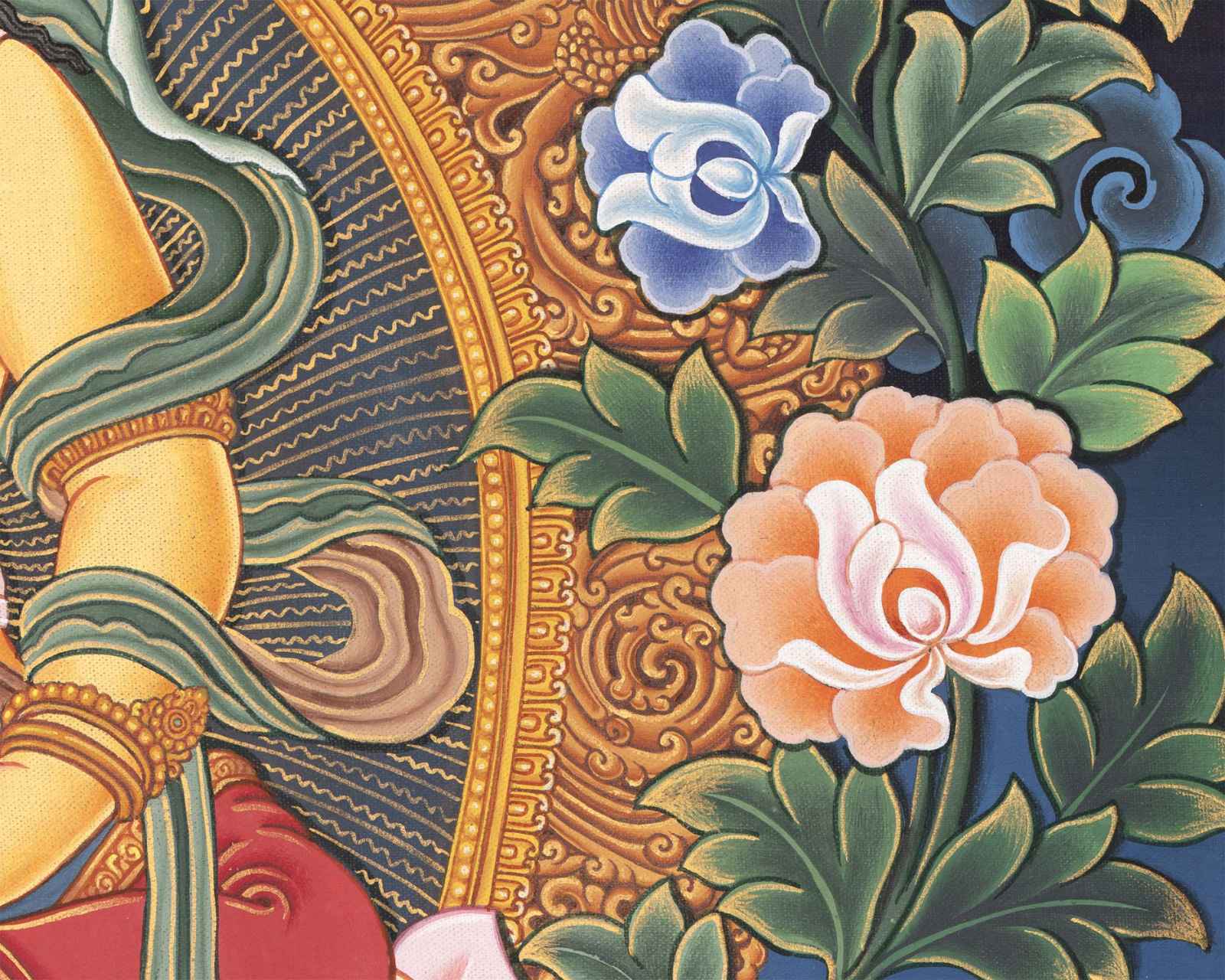 Kubera Thangka | Dzambhala With Mongoose | Original Handpainted Decor