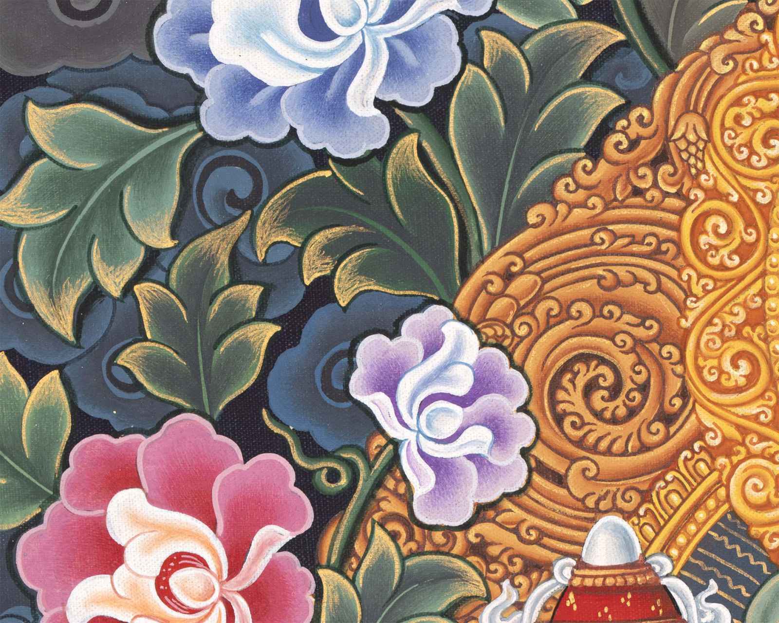 Kubera Thangka | Dzambhala With Mongoose | Original Handpainted Decor