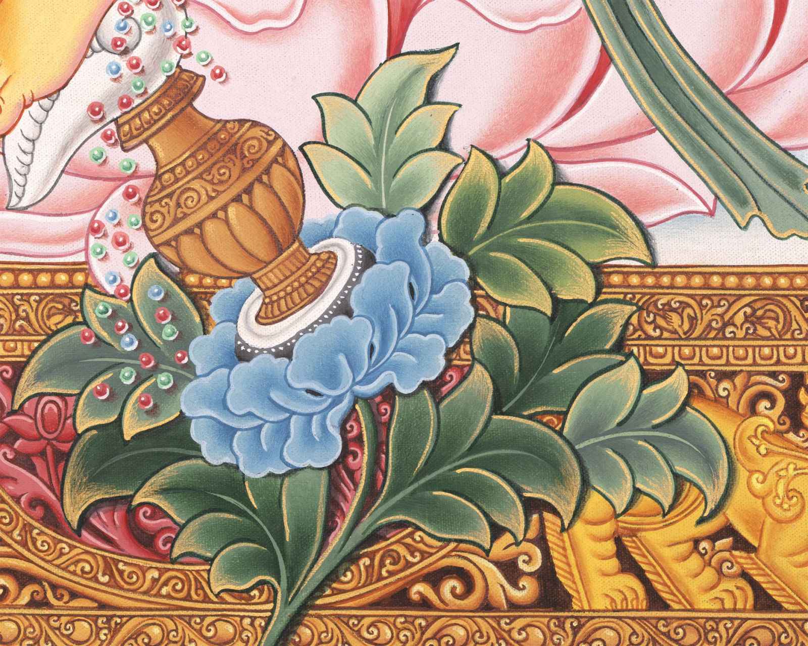 Kubera Thangka | Dzambhala With Mongoose | Original Handpainted Decor