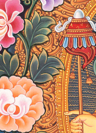 Kubera Thangka | Dzambhala With Mongoose | Original Handpainted Decor