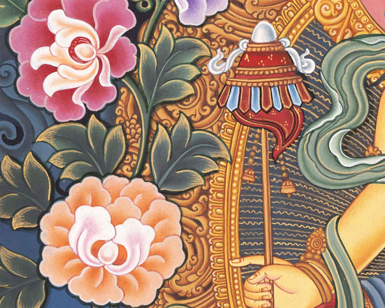 Kubera Thangka | Dzambhala With Mongoose | Original Handpainted Decor