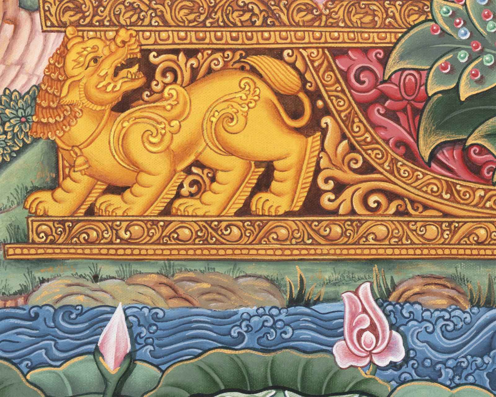Kubera Thangka | Dzambhala With Mongoose | Original Handpainted Decor