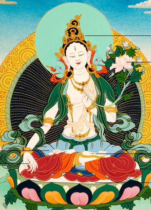 White Tara Practice Thangka | Traditional Buddhist Art