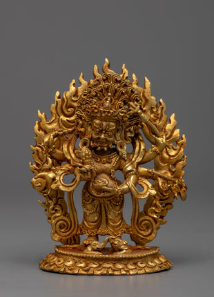 24k Gold Plated White Mahakala Statue