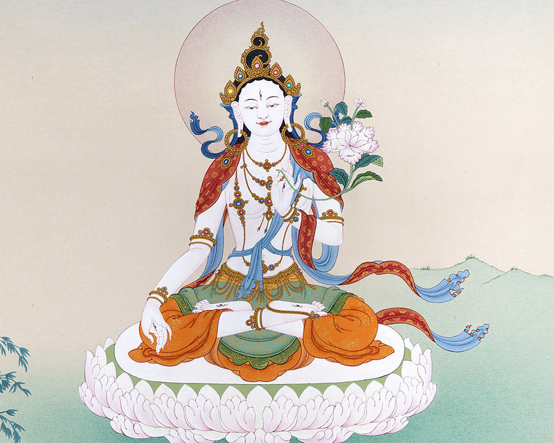 White Tara Thangka, Dolma, Tibetan Thangka Painting, Buddhist Art