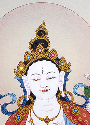 White Tara Thangka, Dolma, Tibetan Thangka Painting, Buddhist Art