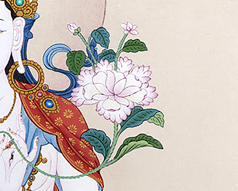White Tara Thangka, Dolma, Tibetan Thangka Painting, Buddhist Art